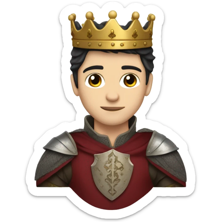 PRINCE WHITE SKIN, STRAIGHT DARK HAIR, WITH PRINCE'S CROWN, WITH PRINCE'S MEDIEVAL CLOTHING sticker