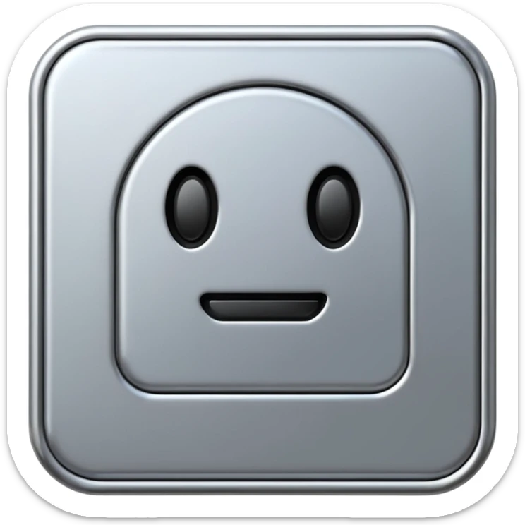 A futuristic microchip emoji made of polished silver chrome, minimal circuit details, smooth metallic surface, soft lighting, iOS emoji style, centered, clean white background sticker