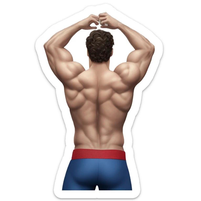 Henry cavill in a jock, backwards view, stretching glutes sticker