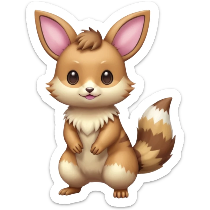 Kawaii Shiny Colorful Pastel Furret-Eevee-fusion Full Body sticker