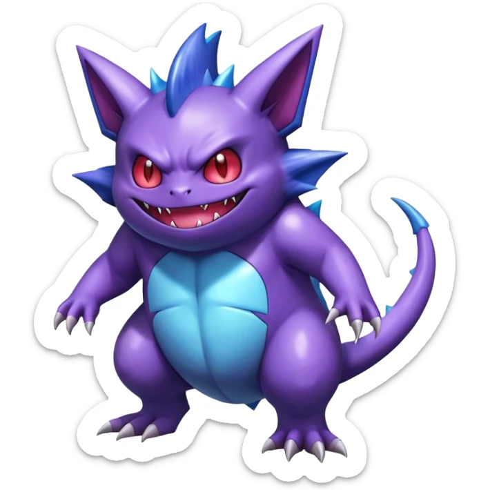 Shiny Dark Gengar-Haunter-Nidorino-fusion-hybrid full body sticker
