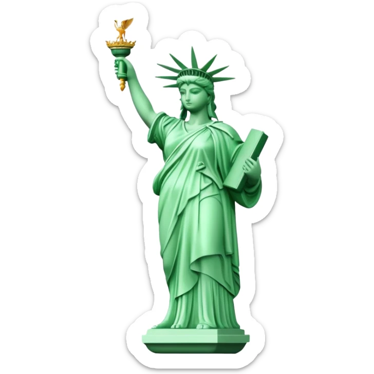 Estatua de la libertad, verde. Con una paloma en la mano izquierda.  sticker