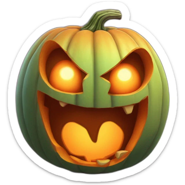 Jack o lantern with the face of a one eyed monster sticking it's tongue out sticker