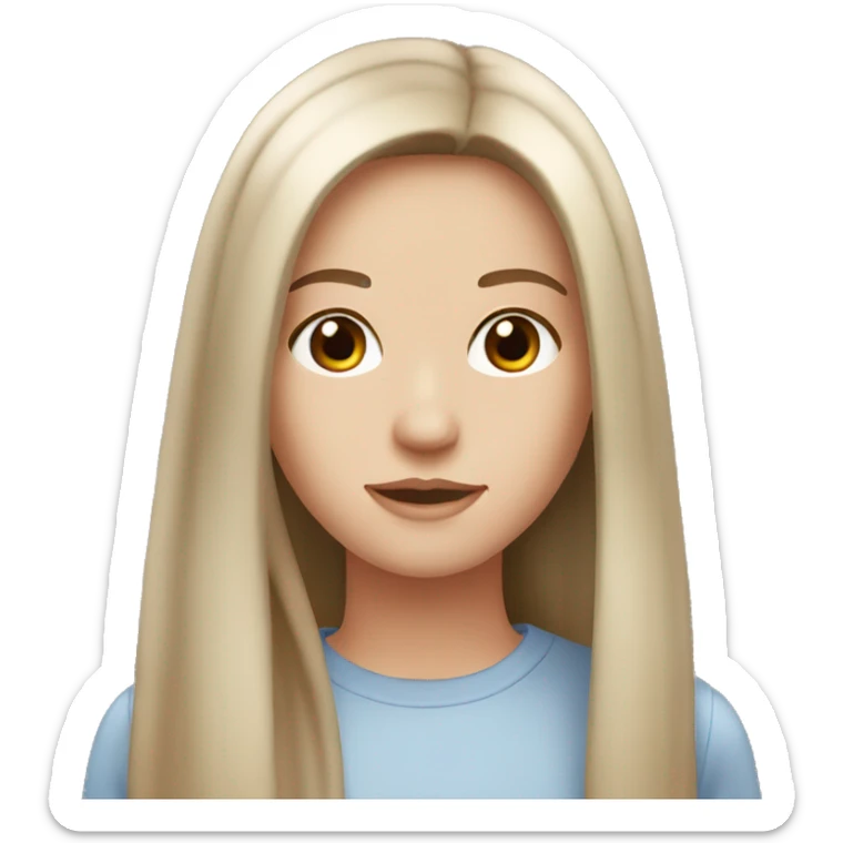 White girl brown eyes with long straight brown hair   sticker