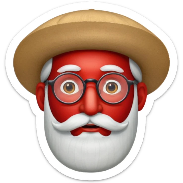 Apple emoji. Jew with payot, glasses, long beard, large nose, biber hat sticker