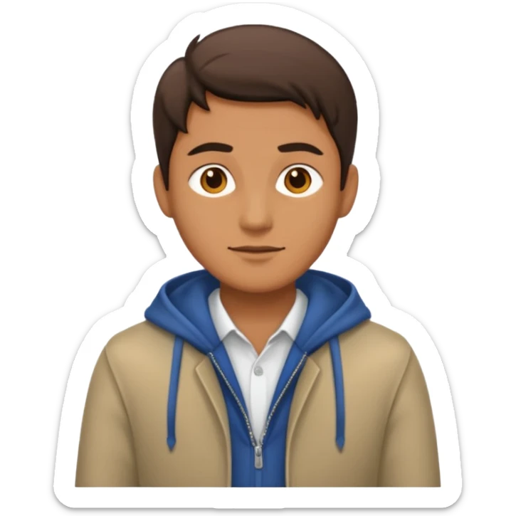 man, shot from the center of the chest, but wearing clothes sticker