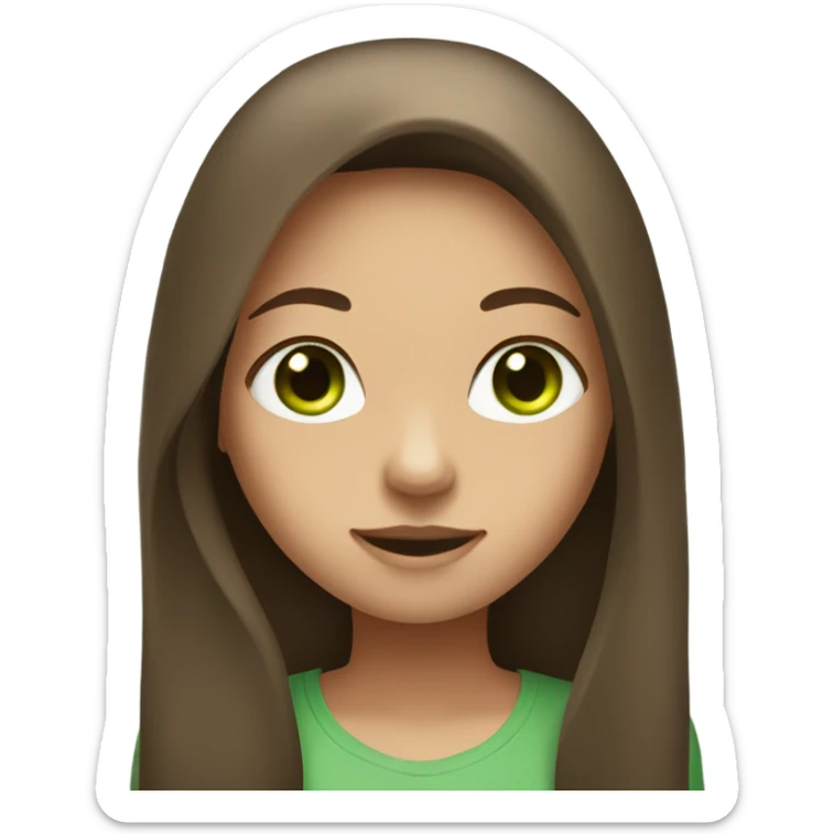 Clean Girl with brown long straight hair and green eyes  sticker