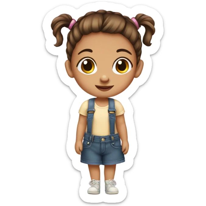 baby girl with brown hair and ponytails sticker