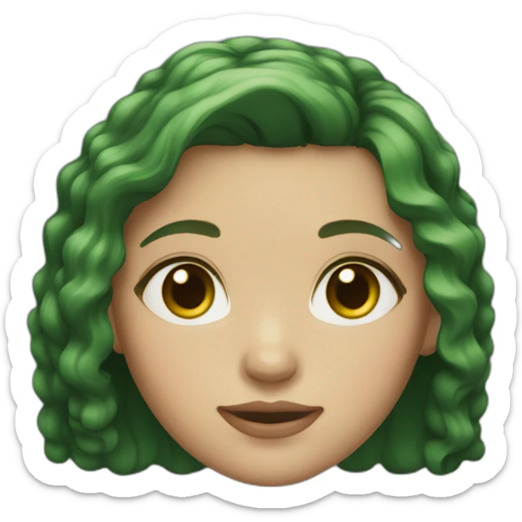 girl with light skin and short dark red hair and green eyes  sticker