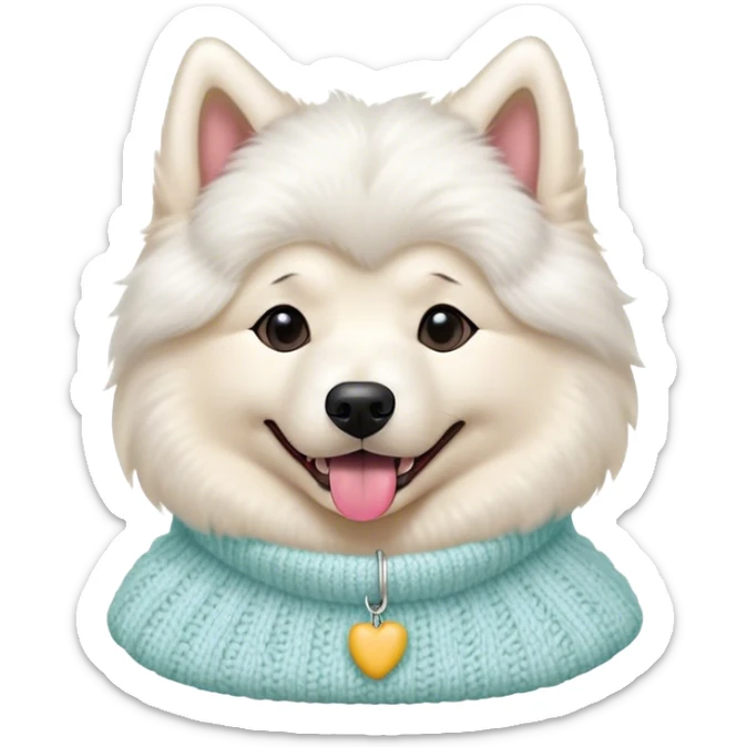 cute 
Samoyed tongue hanging out sitting 
 in a cute pastel sweater sticker