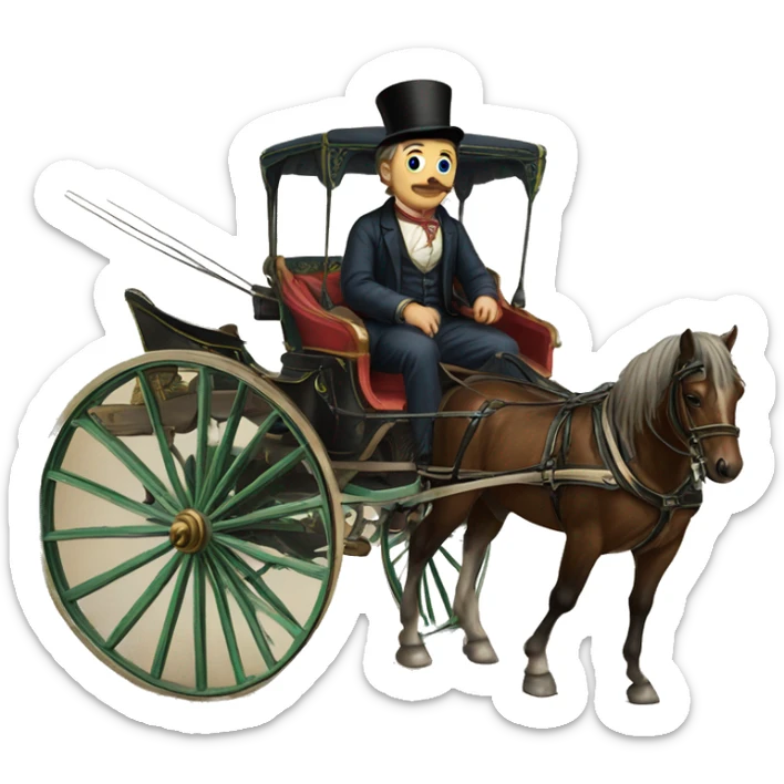 a man sits in a horse-drawn carriage from Russia in the 19th century sticker