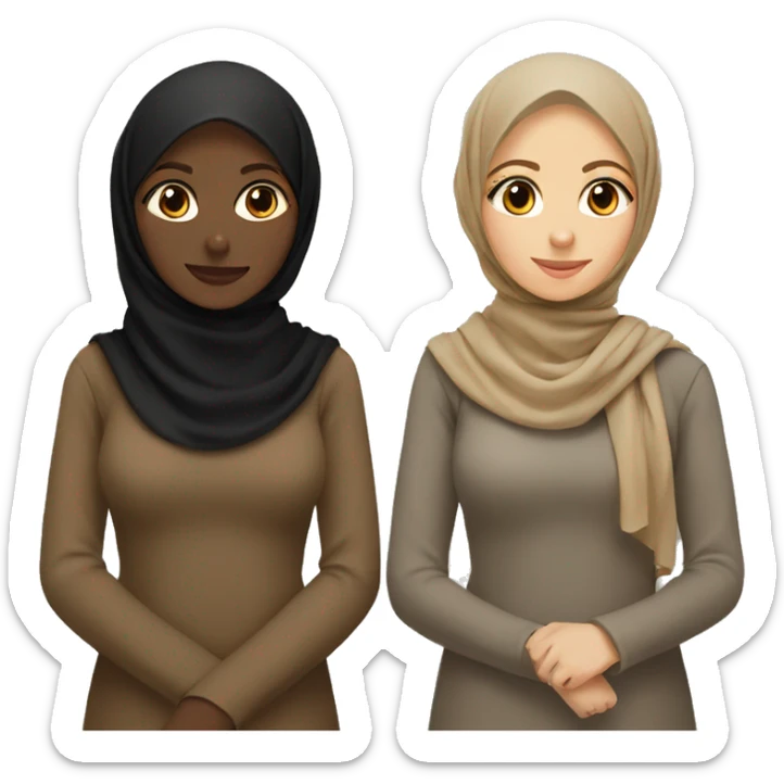 Two friends women in hijab black and brown beige  sticker
