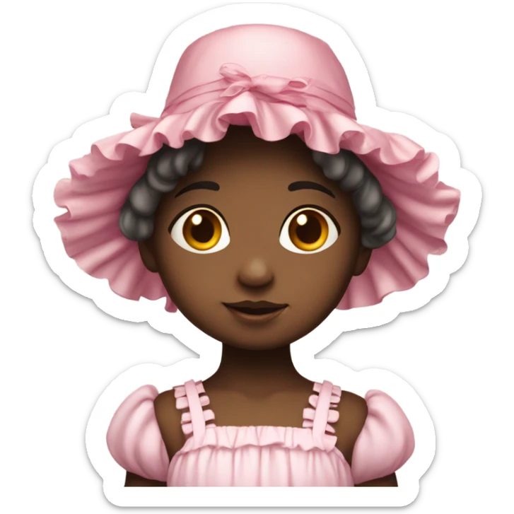 Little girl with pink frilly flower dress and little bonnet on head  sticker