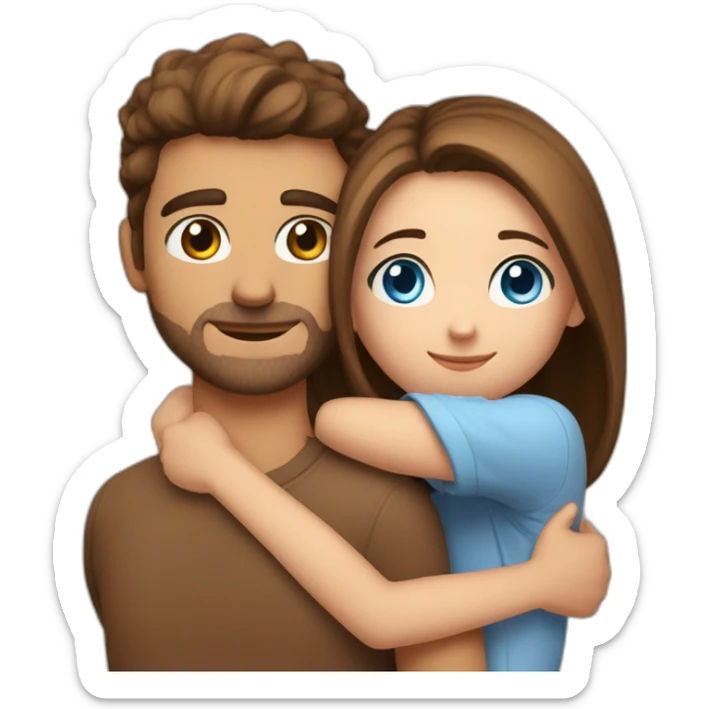 girl with blue eyes and long gair hugging boyfriend photographer with brown eyes they are in love sticker