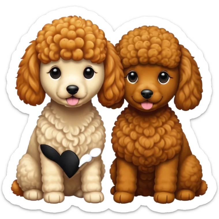 Poodles close to eachother but the other one is ginger color and other is black color sticker