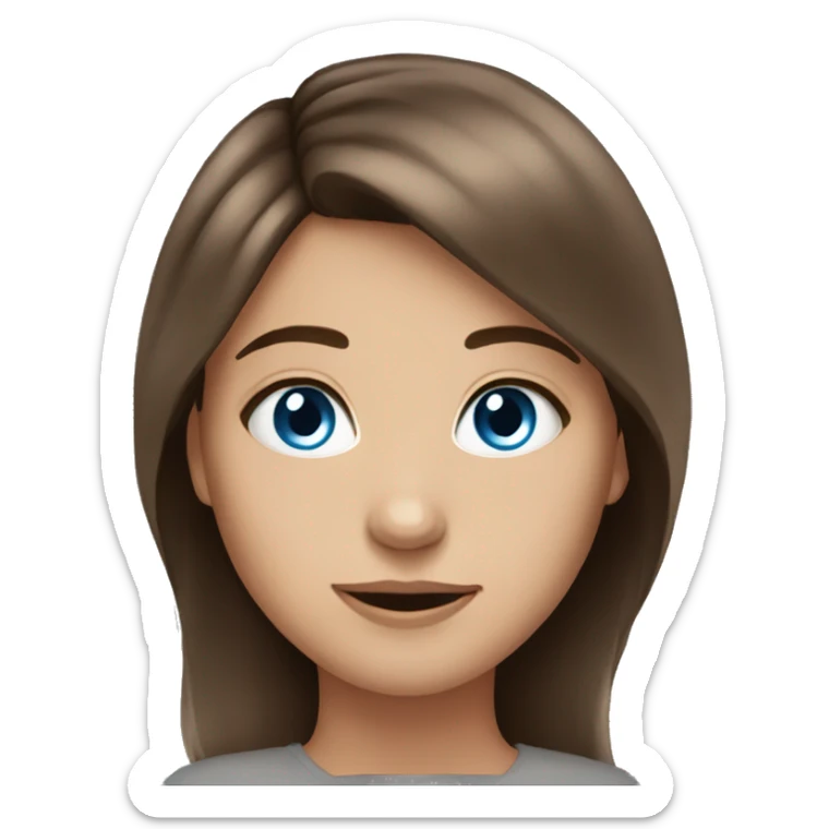 Pretty girl brown hair blue eyes sticker