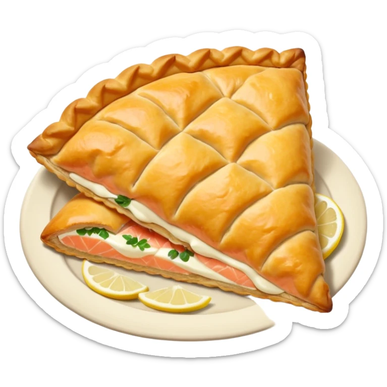 Karelian pasty with cream on top finnish with cream on top and salmon and lemon sticker