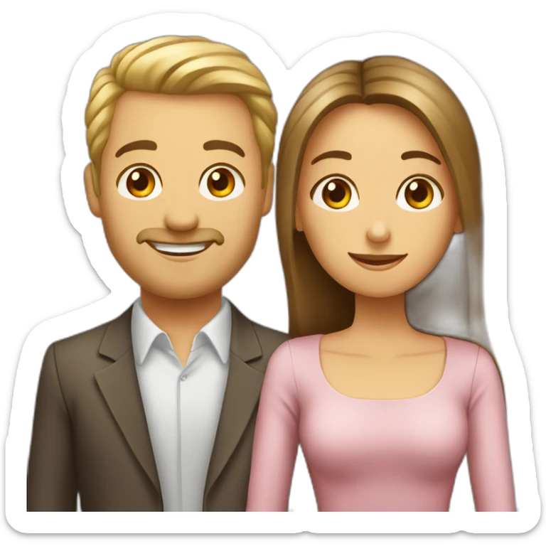 Homme blond et femme brune dans une boite sticker
