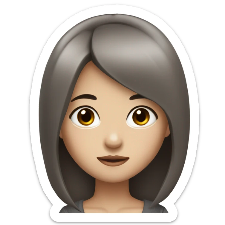 Asian girl with dark brown hair and dark brown eyes pretty sticker