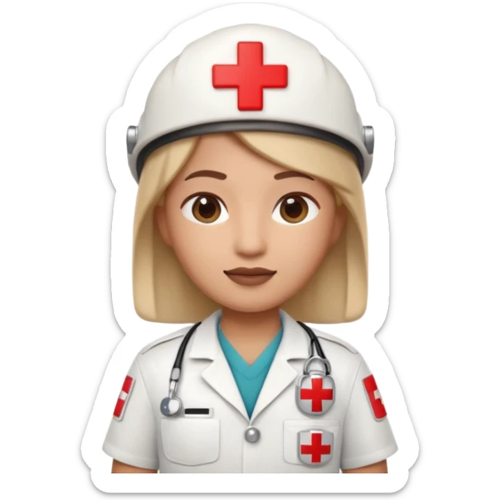 Apple Memoji-style 3D emoji of a paramedic with a red cross badge and medical kit, rounded shapes, soft shading, no background.
 sticker