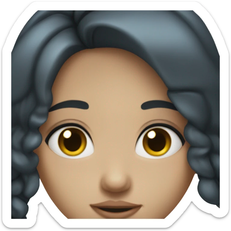 A girl with long black hair and big blue eyes sticker