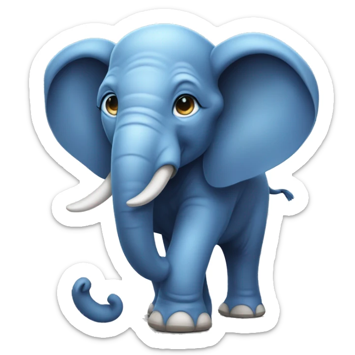 create a realistic image of a strong, blue-eyed elephant, mascot of Atletica Maximus sticker