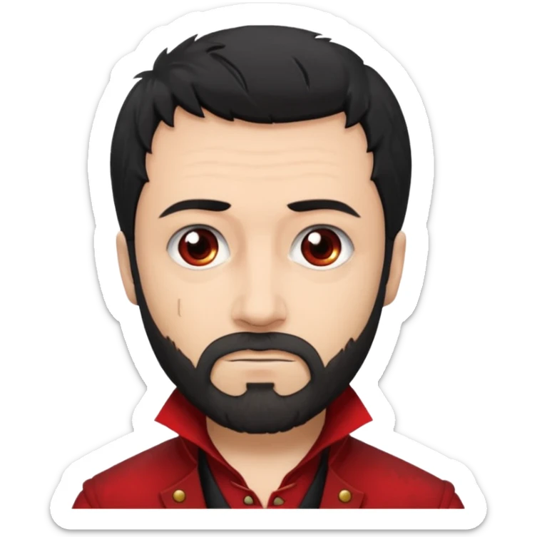 Jean Valjean From Les Miserables with light skin, gray eyes, Black Hair, red outfit sticker