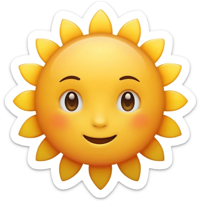 Generate a high-quality 3D cartoon-style emoji of a yellow sun, bright and cheerful, smooth gradient colors, rounded and cute appearance, simple white background, high-resolution.
 sticker