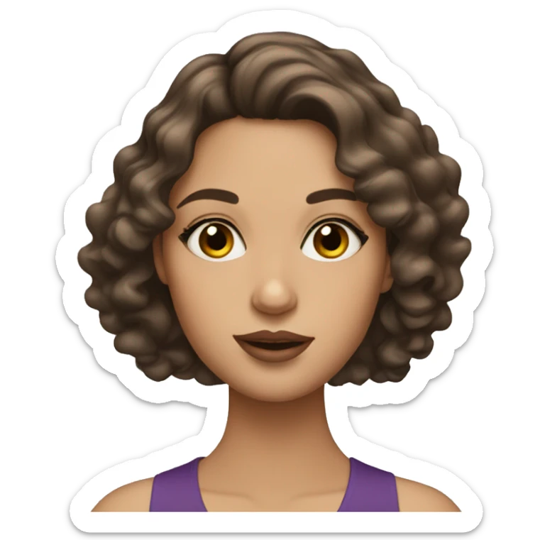 Brunette girl with mascara and lipgloss and wavy hair sticker