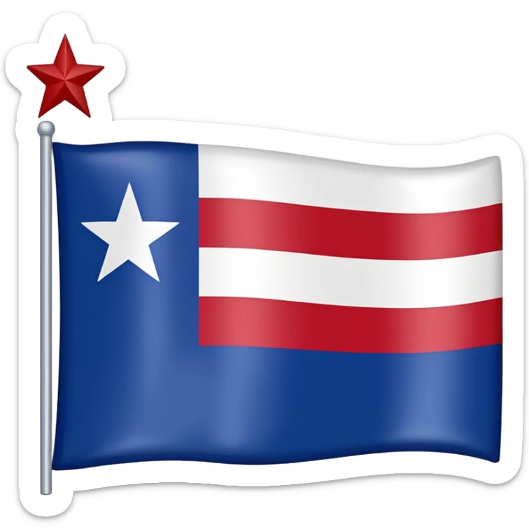 An emoji of the Texas state flag/ a mini American with one star and one white stripe and on red stripe sticker