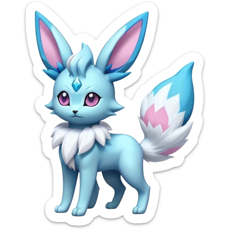 Fluffy futuristic Glaceon-Espeon-Sylveon-Umbreon-hybrid, full body sticker