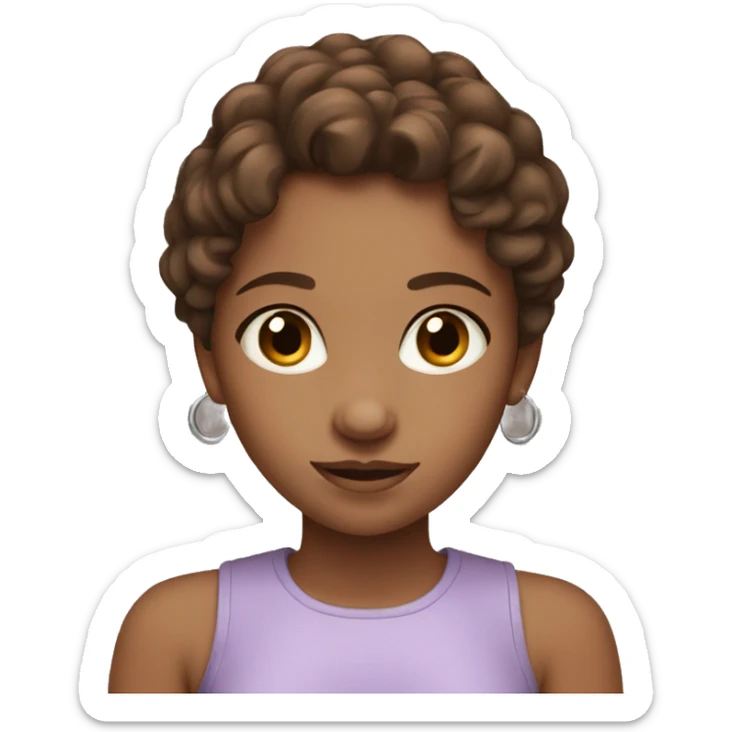 A sweet and cute girl with brown hair and wearing hoop earrings sticker