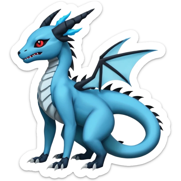 Edgy gothic evil dark Salandit-Glaceon-Salamence-hybrid-fusion (full body) sticker