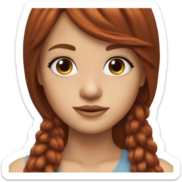 beautiful girl with long red brown hair and curtain bangs sticker