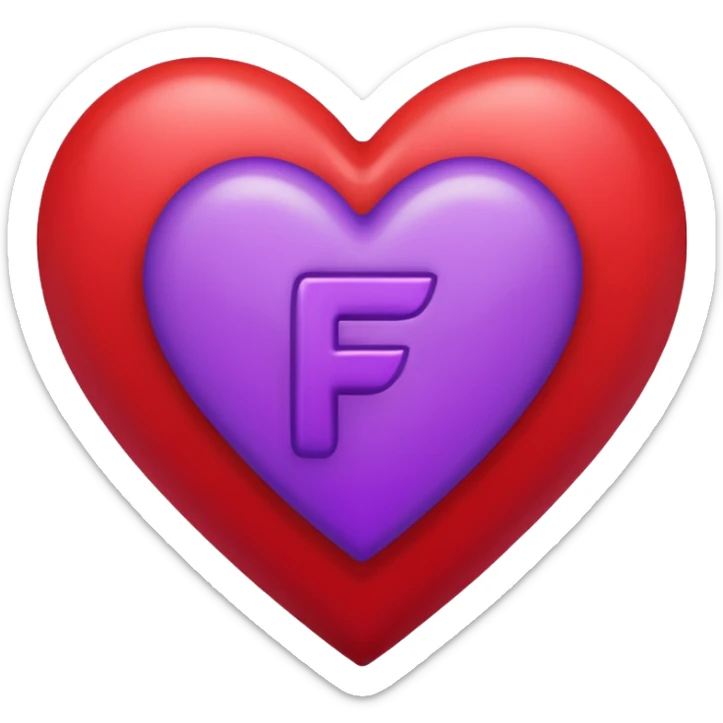 un corazon rojo CON LA LETRA F  DE COLOR LILA EN EL CENTRO sticker
