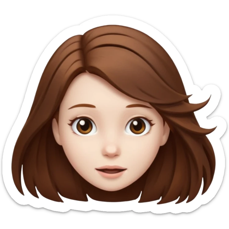 girl with brown hair and pale skin flipping their hair sticker
