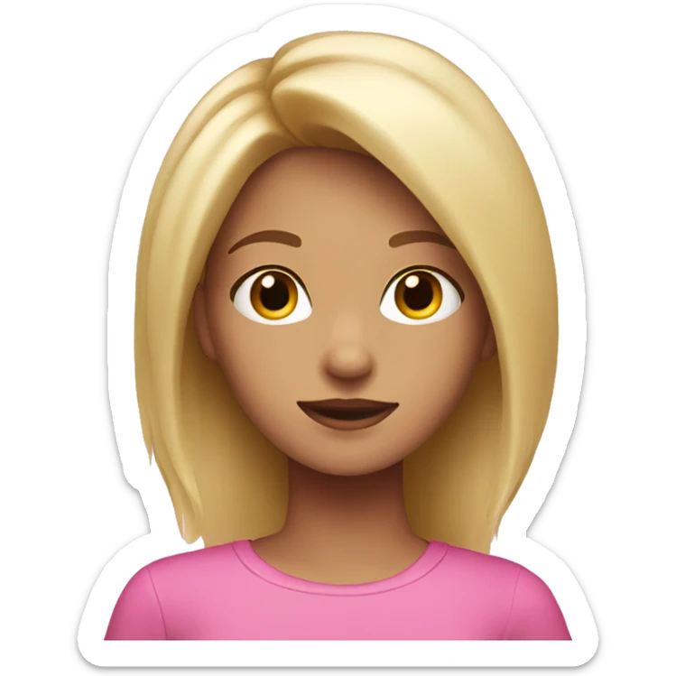 girl with blonde hair and brown eyes wearing pink  sticker