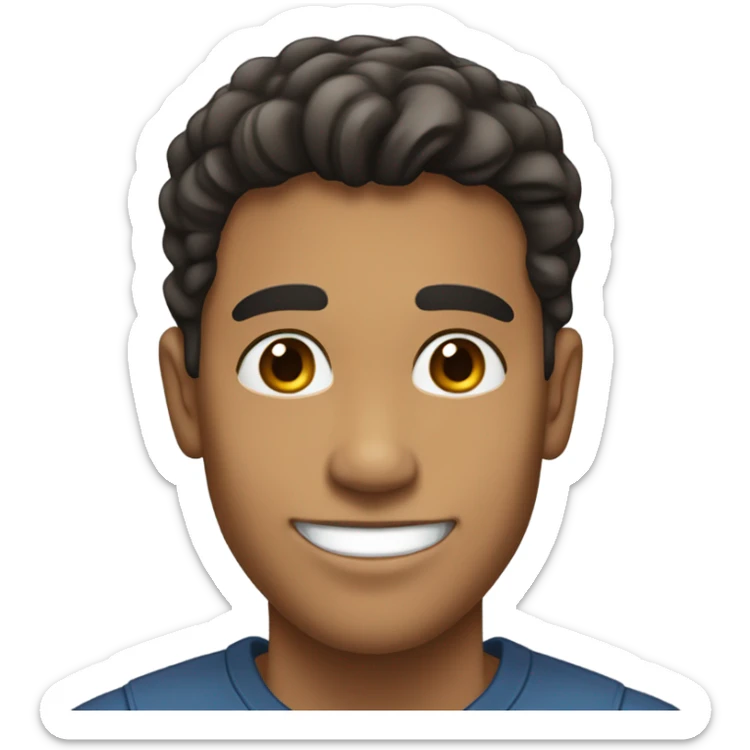 Tall Hispanic young man smiling with light brown skins and dark hair and a little bigger sticker
