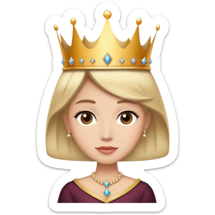 person in elegant attire attending a royal ball, with a crown and ballroom background sticker