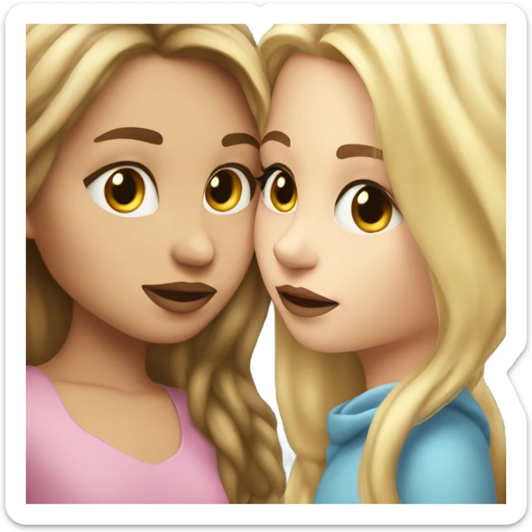 girl with brown hair kissing girl with blonde hair pale sticker