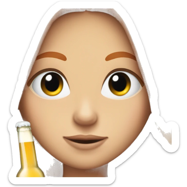 ginger straight hair and blue eyes woman with a beer on the hand sticker