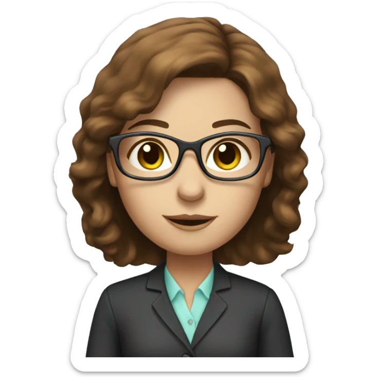 Female Accountant with glasses. Brown hair with highlights and blue/green eyes sticker