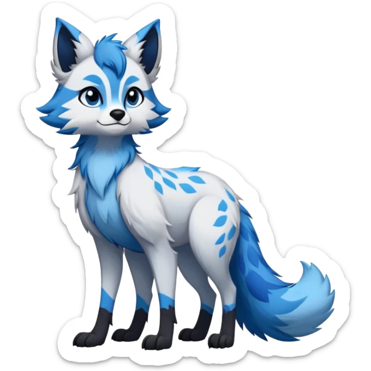 edgy badass cool Falvie-Fionbri-creature-fursona, full body, with random markings sticker