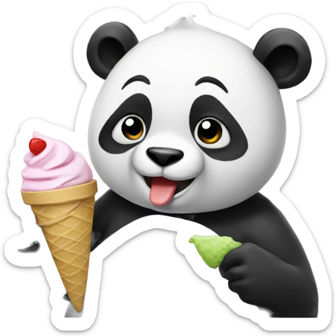 Panda eating ice cream sticker