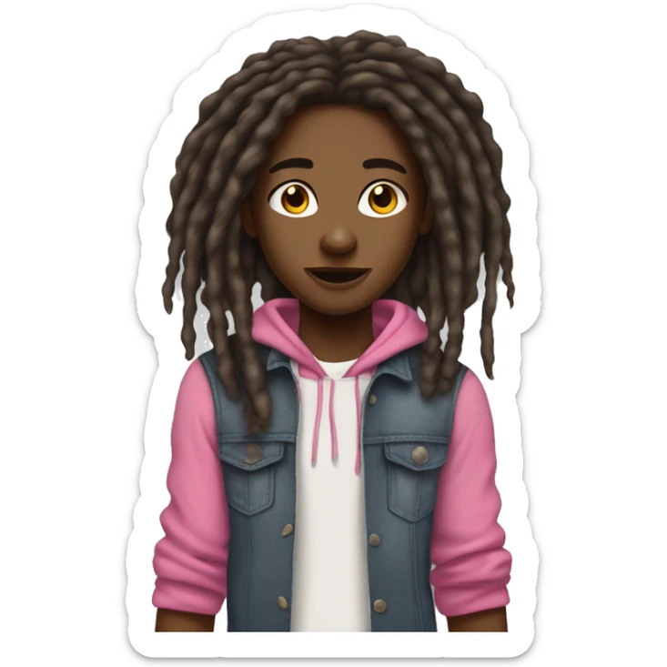 african american teenager with pink brcaes and freckles shaking dreads sticker