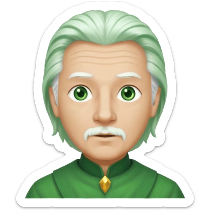 The Wizard from the Wizard of Oz with white hair, green eyes, green outfit sticker