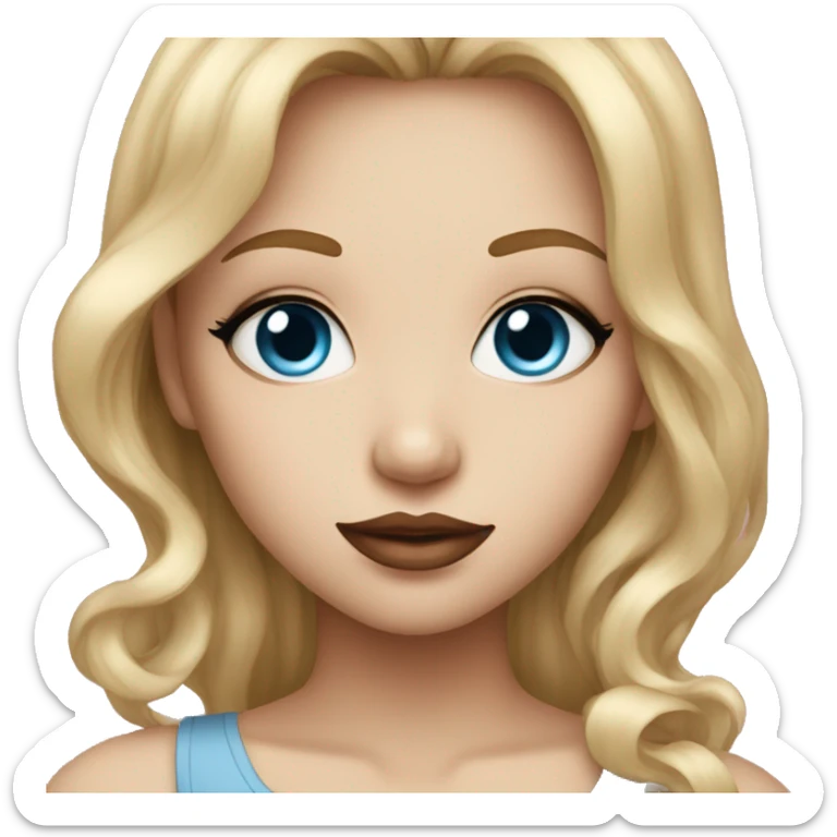 Girl with big lips blond hair Eyeliner and Piercing Blue eyes sticker