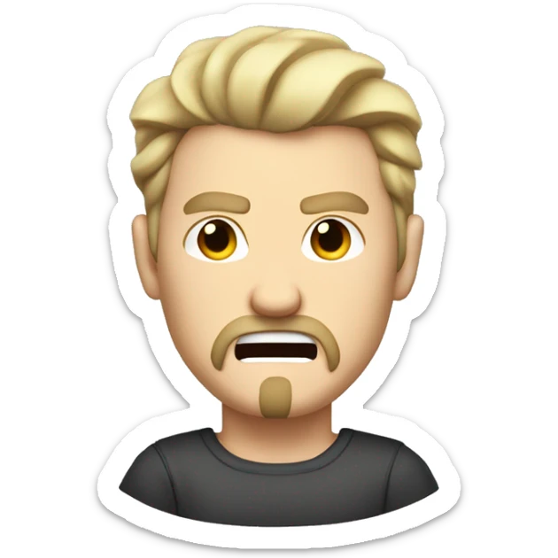 White blonde guy with waves dark blonde hair with a goatee is angry. Add steam from ears sticker