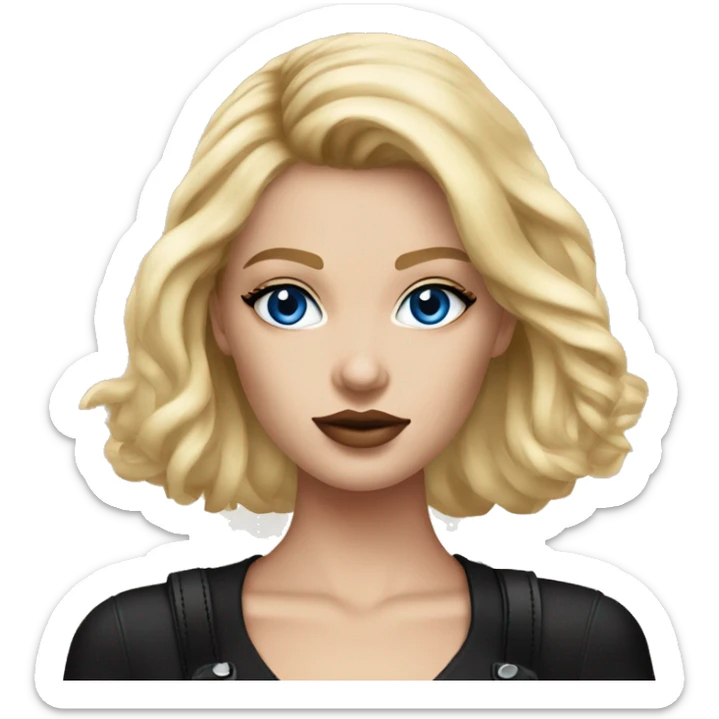 Blonde girl blue eyes Luis Vuitton bag short black tight dress sticker