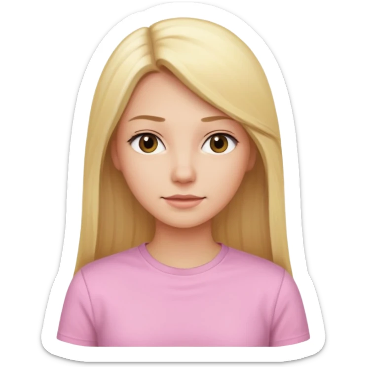 back view of a blonde with long straight hair, in light pink shirt sticker